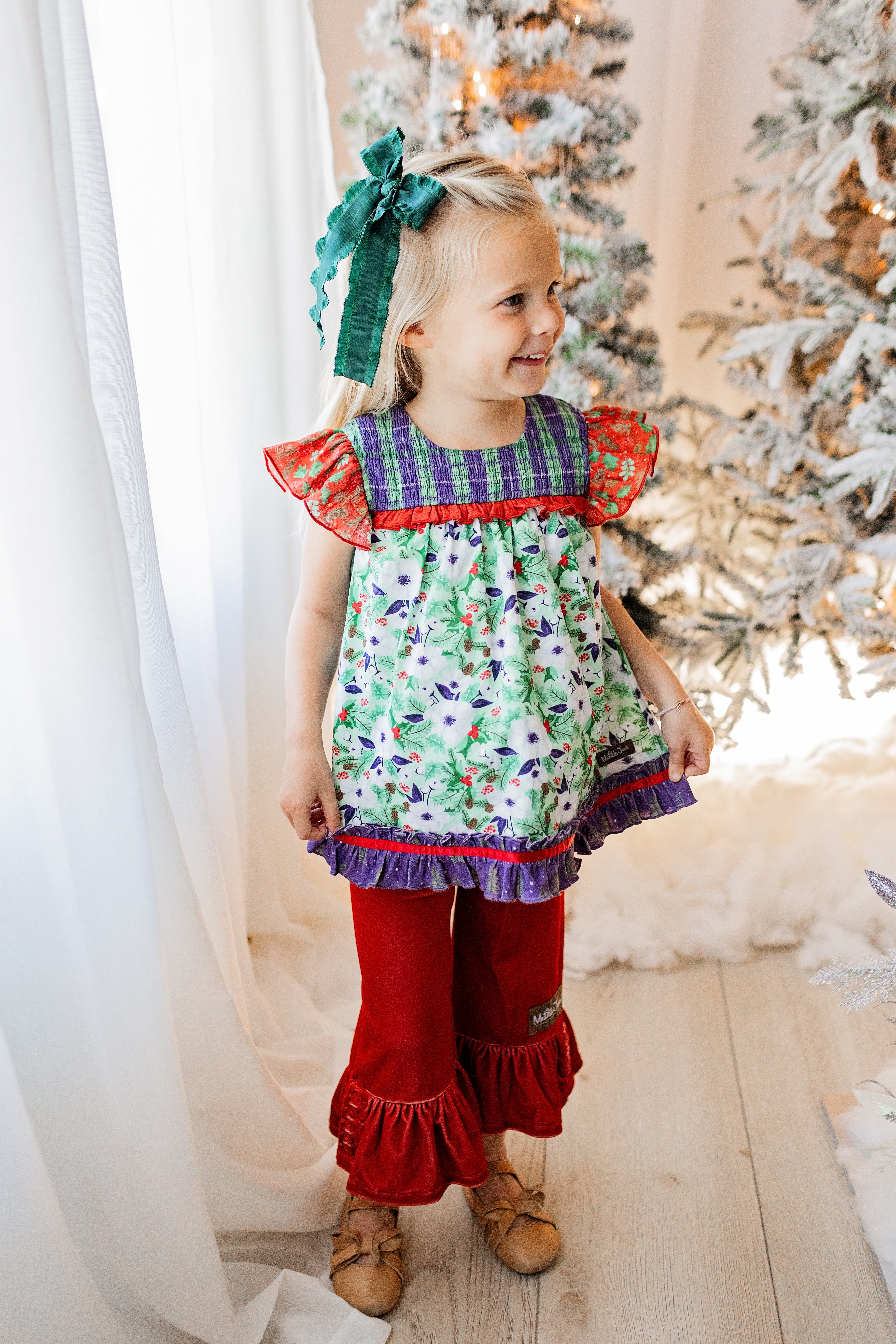 Cherry Cheer Velvet Big Ruffles - Image 3