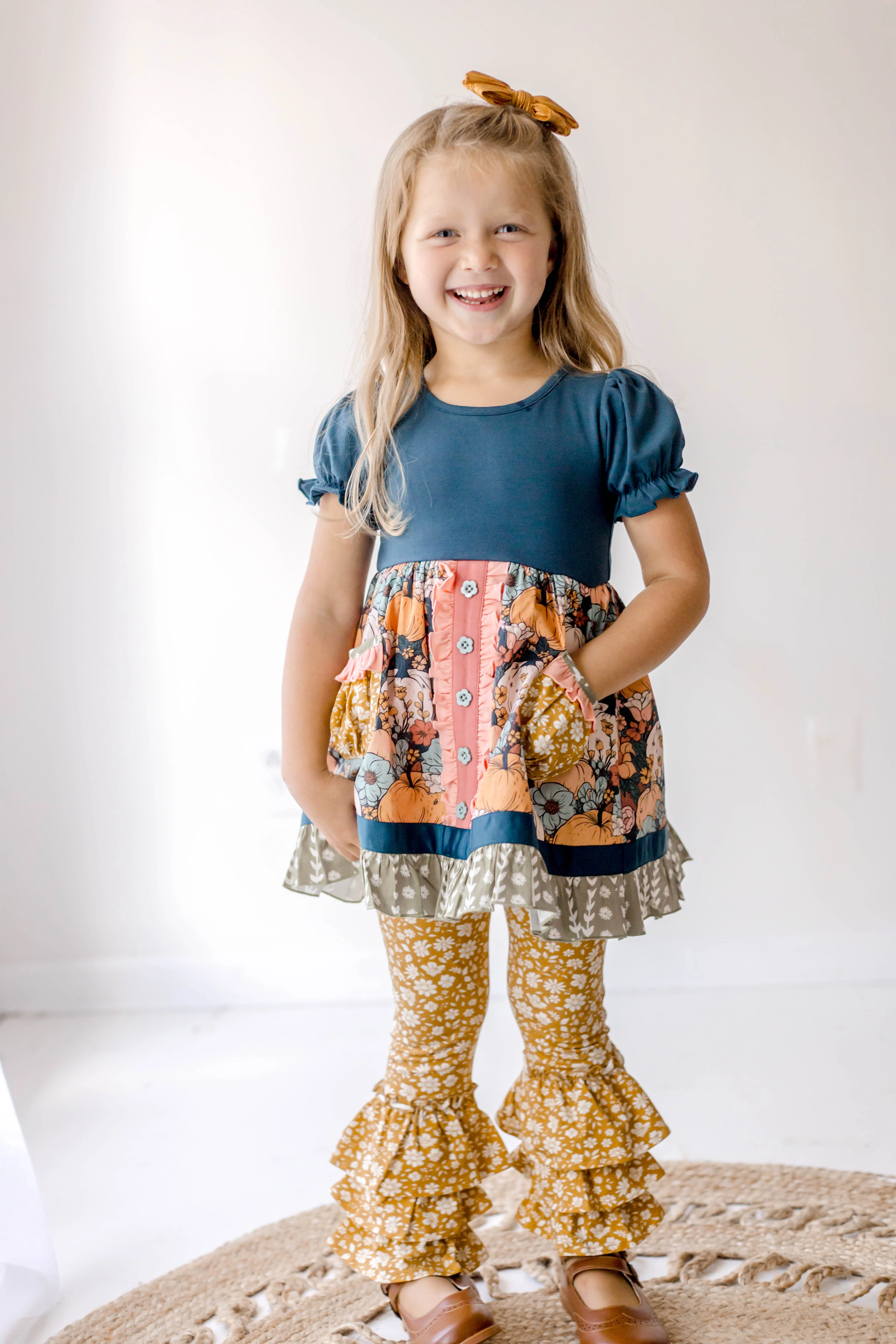 Pumpkin Twilight Blooms Button Dress - Image 7